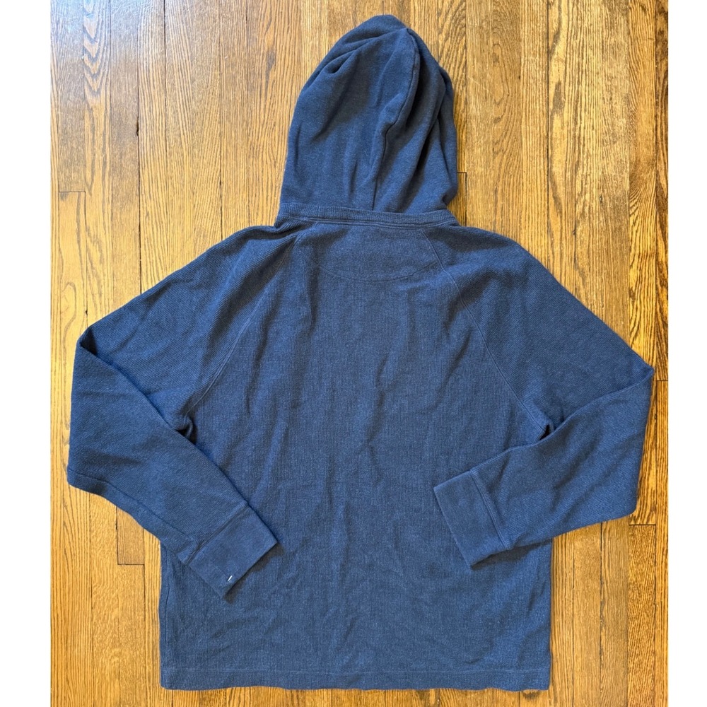 Banana Republic Mens Waffle Knit Hoodie Navy Blue Raglan Pullover Sweater Large - Picture 3 of 7